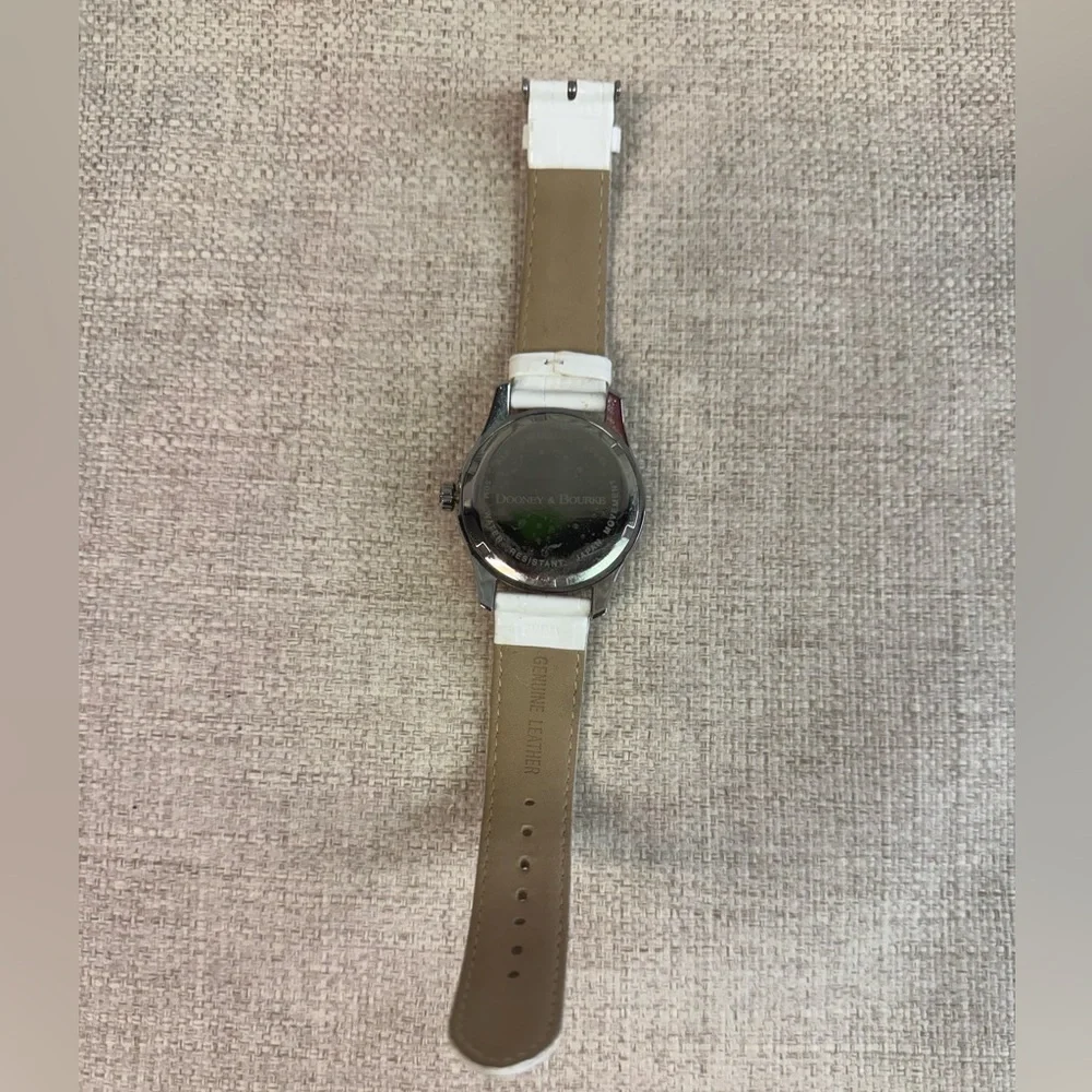 Dooney & Bourke Silvertone Crystal Watch with White Croc Leather Band - Picture 5 of 8